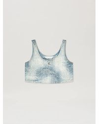 Palm Angels - Palms Jacquared Denim Cropped Top - Lyst