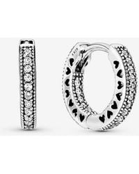 PANDORA - Moments 14k Rose Gold-plated Asymmetrical Heart Hoop Earrings - Lyst