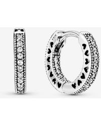 PANDORA - Moments 14k Rose Gold-plated Asymmetrical Heart Hoop Earrings - Lyst
