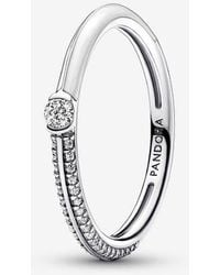 PANDORA - Me 192528c02-56 Dual White And Pavé Ring - Lyst