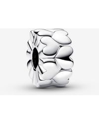 PANDORA - Heart Pattern Clip Charm - Lyst