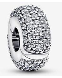 PANDORA - Pavé Clip Charm - Lyst