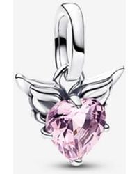 PANDORA - Winged Heart Mini Dangle Charm - Lyst