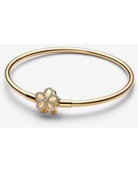 PANDORA - Pavé Flower Bangle - Lyst