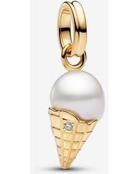PANDORA - Treated Freshwater Cultured Baroque Pearl Ice Cream Dangle Charm - Lyst