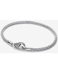 PANDORA - Pavé Clasp Foxtail Chain Charm Bracelet - Lyst