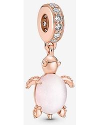 PANDORA - Murano Glass Sea Turtle Dangle Charm | Gold - Lyst