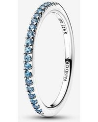 PANDORA - Sparkling Aquamarine Half-Eternity Band Ring - Lyst