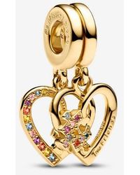 PANDORA - Splittable Puzzle Piece Hearts Dangle Charm - Lyst