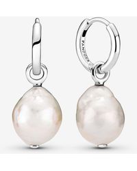 PANDORA - Treated Freshwater Cultured Baroque Pearl Hoop Earrings - Lyst