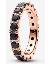 PANDORA - Black Sparkling Row Eternity Ring - Lyst