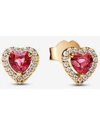 PANDORA - Elevated Heart Stud Earrings - Lyst