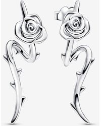 PANDORA - Rose In Bloom Curved Stud Earrings - Lyst