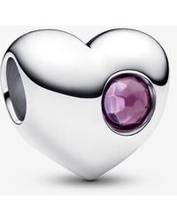 PANDORA - Moments 794161c02 Sterling Silver Heart Pendant With Artificial Crystal Purple - Lyst