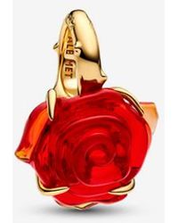 PANDORA - Disney Beauty And The Beast Enchanted Rose Dangle Charm - Lyst