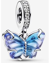 PANDORA - Murano Glass Butterfly Dangle Charm - Lyst