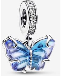 PANDORA - Murano Glass Butterfly Dangle Charm - Lyst
