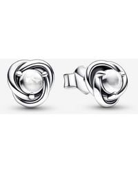 PANDORA - April Birthstone Eternity Circle Stud Earrings - Lyst