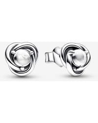 PANDORA - April Birthstone Eternity Circle Stud Earrings - Lyst