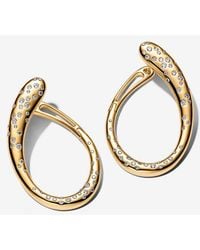 PANDORA - Organically Shaped Stone-Set Hinged Hoop Earrings - Lyst