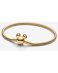 PANDORA - Disney Mickey Mouse Clasp Moments Snake Chain Bracelet - Lyst
