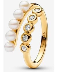 PANDORA - Treated Freshwater Cultured Pearls & Stones Open Ring - Lyst