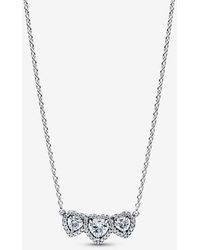 PANDORA - Halo Heart Trilogy Collier Necklace - Lyst