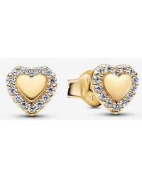 PANDORA - Heart Halo Stud Earrings - Lyst