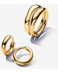 PANDORA - Essence 14k Gold-plated Round Hoop Earring Gift Set - Lyst