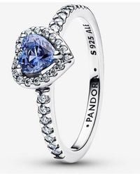 PANDORA - Sparkling Elevated Heart Ring - Lyst