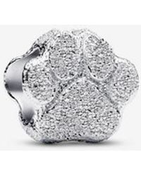 PANDORA - Textured Paw Mini Charm - Lyst