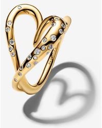 PANDORA - Organically Shaped Stone-Set Heart Ring - Lyst