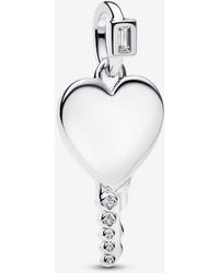PANDORA - Engravable Heart Key Pendant - Lyst