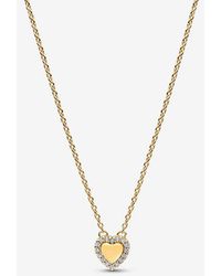PANDORA - Engravable Heart Halo Collier Necklace - Lyst