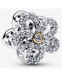 PANDORA - Pavé Flower Openwork Charm - Lyst