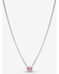 PANDORA - Era Bezel Sterling Lab-Grown Diamond Pendant Necklace - Lyst