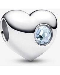 PANDORA - Engravable March Birthstone Heart Charm - Lyst