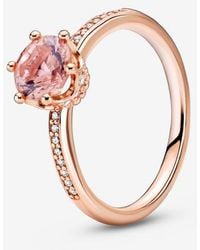 PANDORA - Pink Sparkling Crown Solitaire Ring - Lyst