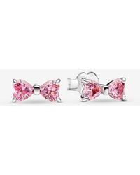 PANDORA - Sparkling Bow Stud Earrings - Lyst