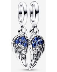 PANDORA - Sparkling Splitable Angel Wings Dangle Charm - Lyst