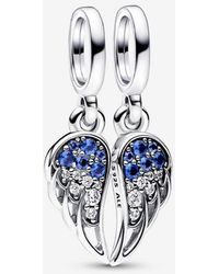 PANDORA - Sparkling Splitable Angel Wings Dangle Charm - Lyst