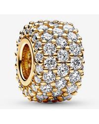 PANDORA - Sparkling Pavé Triple-Row Charm - Lyst