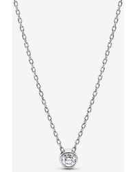 PANDORA - Era Bezel Sterling Lab-Grown Diamond Pendant Necklace - Lyst
