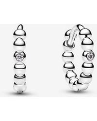 PANDORA - Beaded Huggie Earrings - Lyst