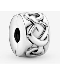 PANDORA - Knotted Hearts Clip Charm - Lyst