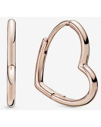 PANDORA - Moments 14k Rose Gold-plated Asymmetrical Heart Hoop Earrings - Lyst