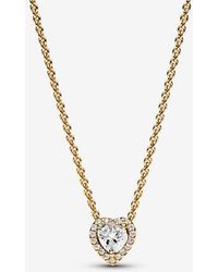 PANDORA - Timeless Heart 14k Gold-plated Collier With Clear Cubic Zirconia - Lyst