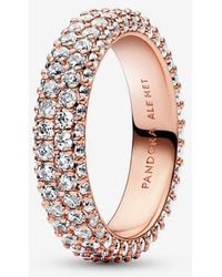 PANDORA - Timeless Pavé Double-row Ring - Lyst