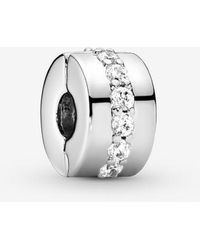 PANDORA - Sparkling Row Clip Charm - Lyst