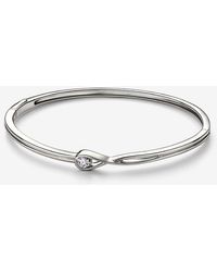 PANDORA - Infinite 14k White Gold Lab-grown Diamond Bangle - Lyst